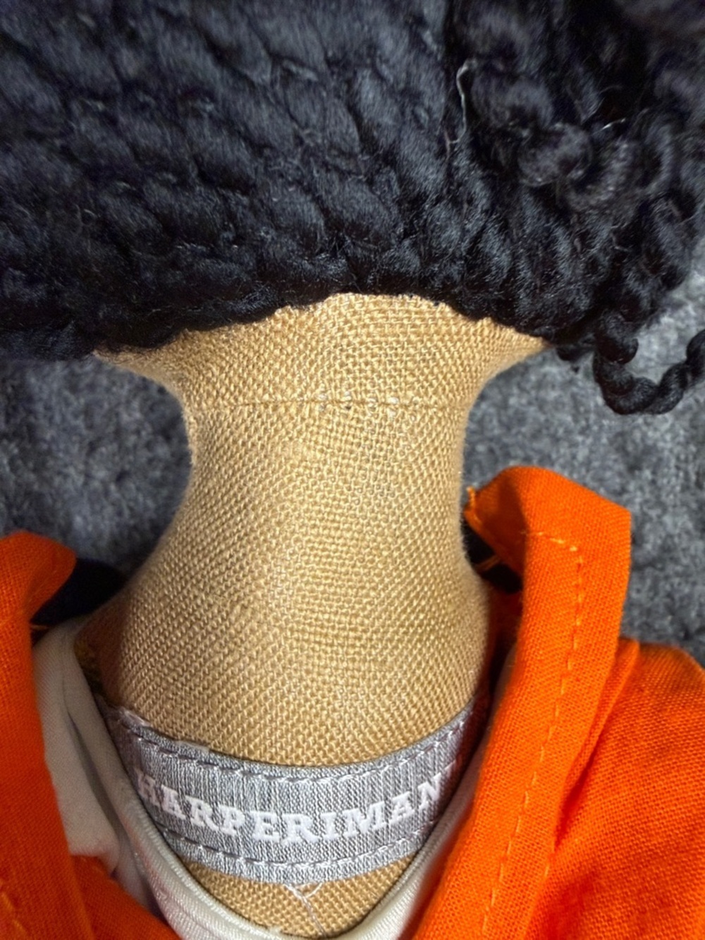 Harperiman Space Plush Doll in Bright Orange Pilot Jumpsuit with Black Hair - Picture 2 of 7